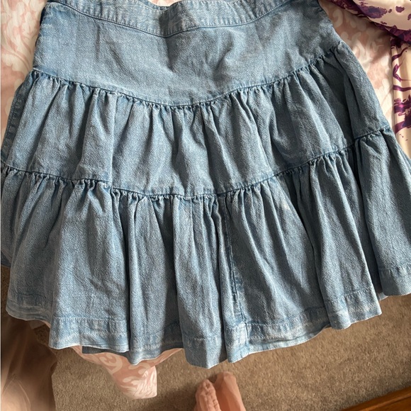 Free People Blue Embroidered Tiered Mini Skirt - Picture 4 of 5